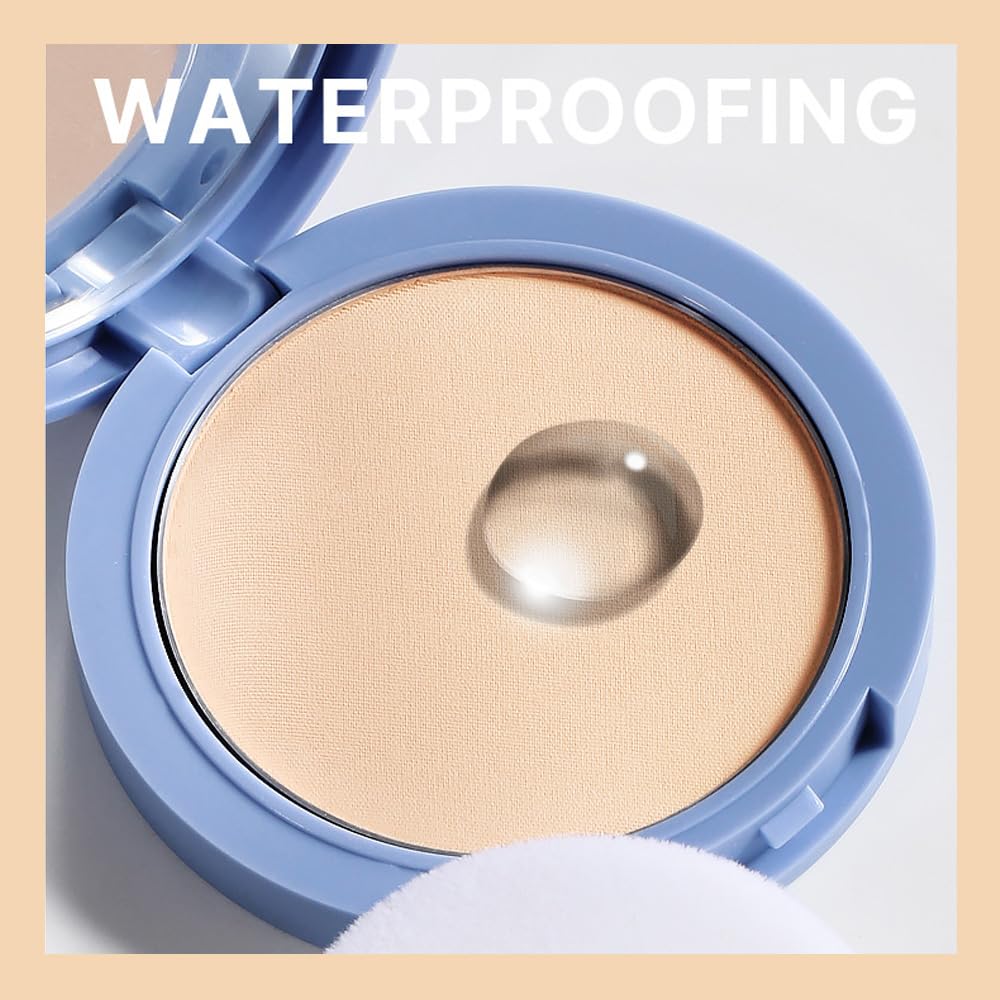evpct Oil Control Pressed Face Powder Compact for Women, Translucent Setting Powder Makeup Foundation for Women, Waterproof Long Lasting Lightweight, polvo compacto de maquillaje, 02# Natural Beige