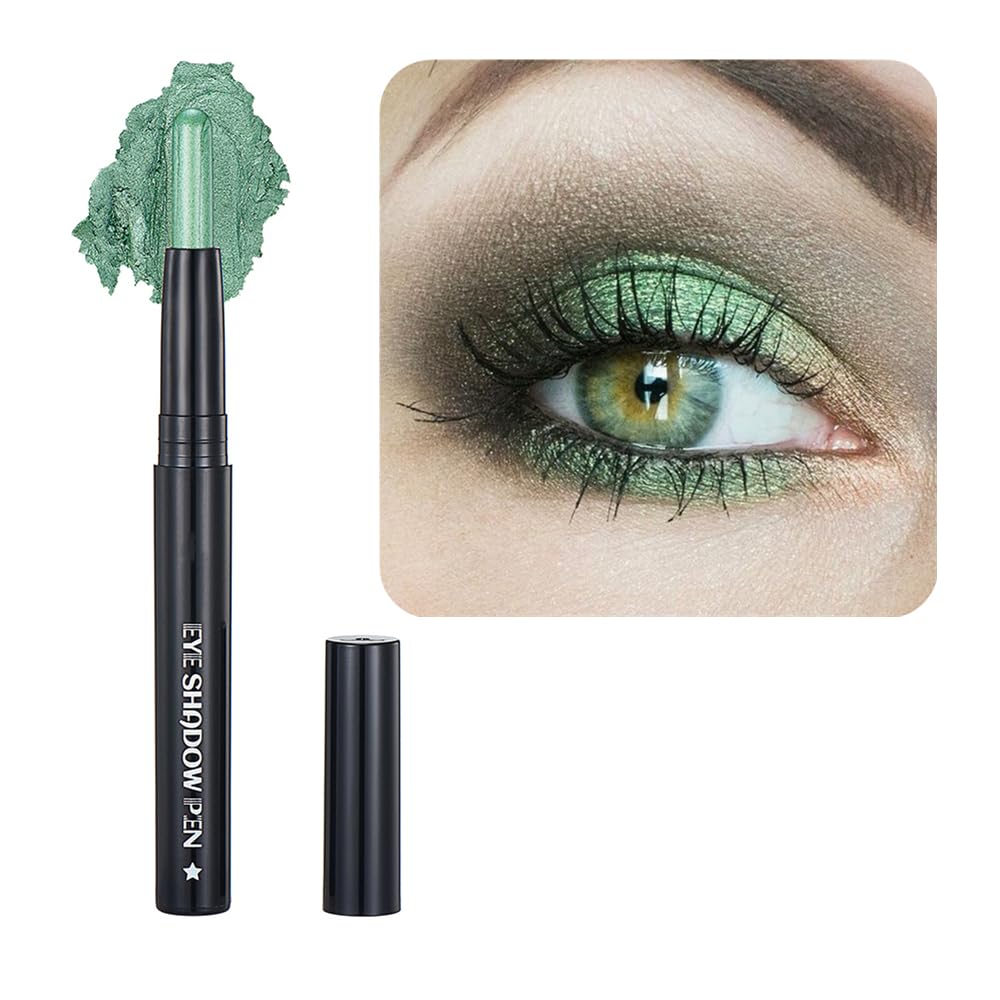 Bright Green Eyeshadow Stick Makeup, Cream Shimmer Eye Shadow Pencil, Hypoallergenic Waterproof Long Lasting Crayon, Smooth Glitter Primer Palette Eyeliner Make up