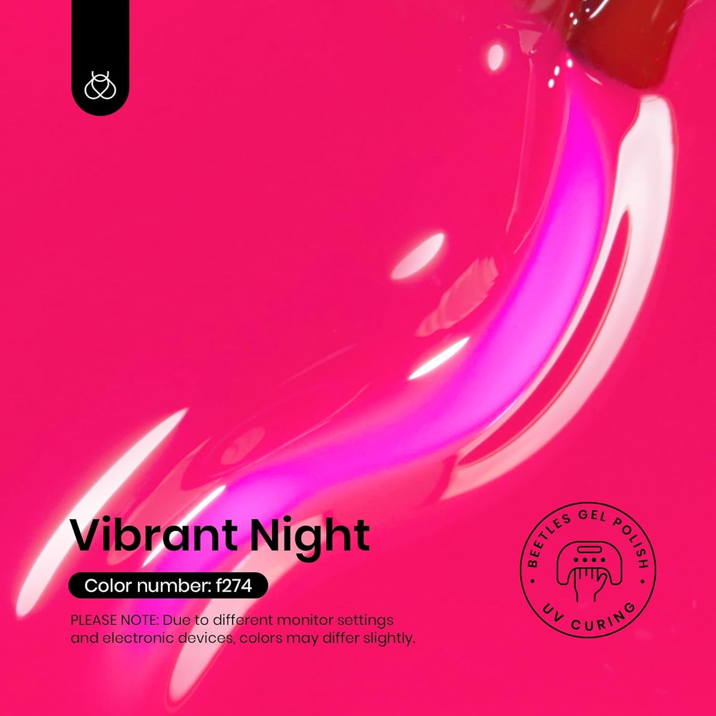 Beetles Hot Pink Gel Polish, 15ML Neon Hot Pink Jelly Gel Nail Polish Sheer Translucent Effect Summer Color Gel Soak Off UV Vibrant Night Series French Nail Art Manicure Gift for Women