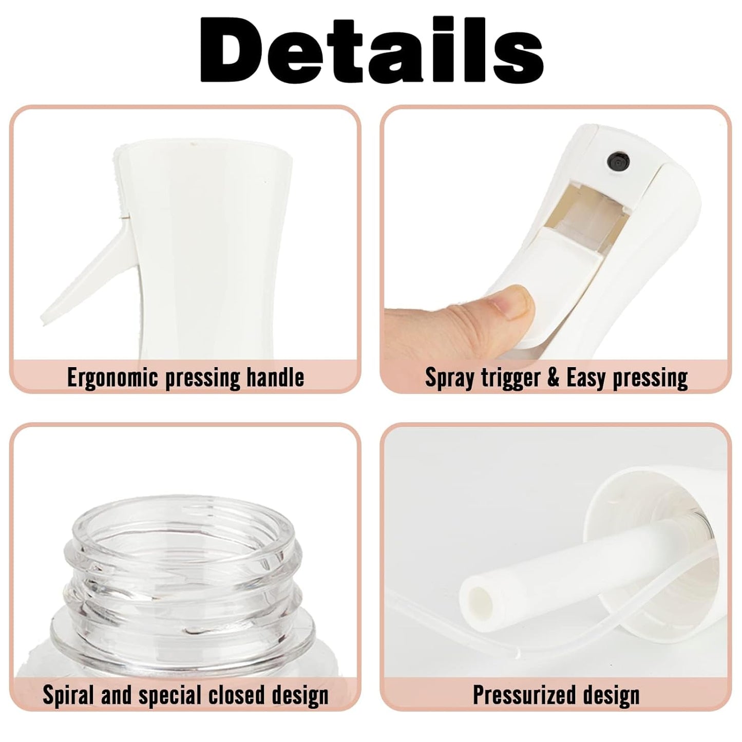 Spray Bottle for Hair (6.8OZ /200ML) Continuous Ultra Fine Mist Sprayer for Hair, Salons, Barber, Plants, Skin Care, Cleaning 2 Pack MATTE PINK