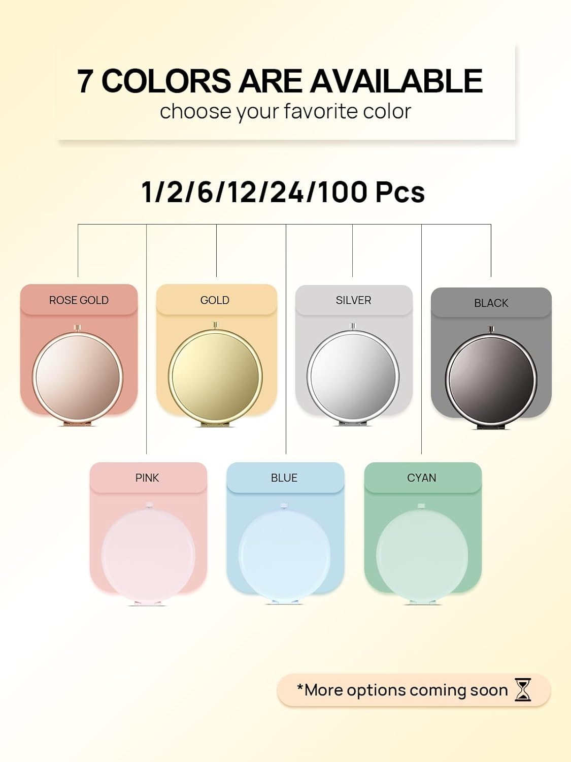 Compact Mirror Bulk, Pack of 12 Double-Sided 1X/2X Magnifying Metal Makeup Mirrors(Round, Gold)