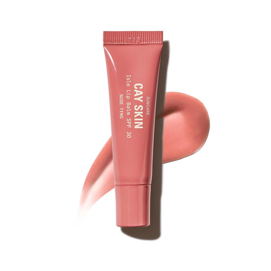 Cay Skin Isle Lip Balm SPF 30 – High Shine, Hydrating + Sheer Lip Gloss in Vanilla Brown Sugar Flavor – Formulated with Natural Ingredients for All Skin Tones – Nude Ting, 0.35 oz