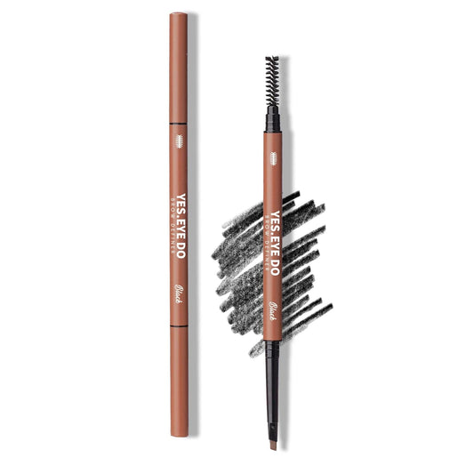 Black Eyebrow Pencil, Waterproof Longlasting Brow Pen, Mechanical Dual-ended Micro Eye Brow Makeup Pen with Brush for Brows Filling & Sculpting, Black YES.EYE DO