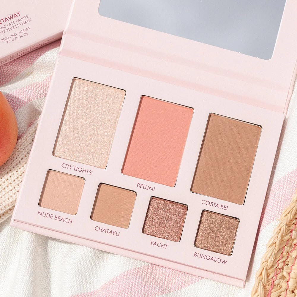 Wander Beauty Getaway Eye & Face Palette - Sunkissed (Light/Medium) - Full Face Makeup Palette Enriched With Vitamin E - For Day & Night Looks - 4 Shadows, Highlighter, Blush, and Bronzer - 0.34 fl oz