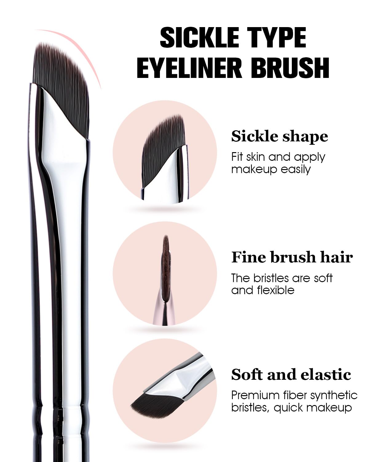 Eyeliner Brush, EIGSHOW Sickle Angled Gel Eyeliner Makeup Brush for Precise Eye Liner, Eyebrow, Eyelid with Ultra Thin Curved Vegan Bristles (E865)