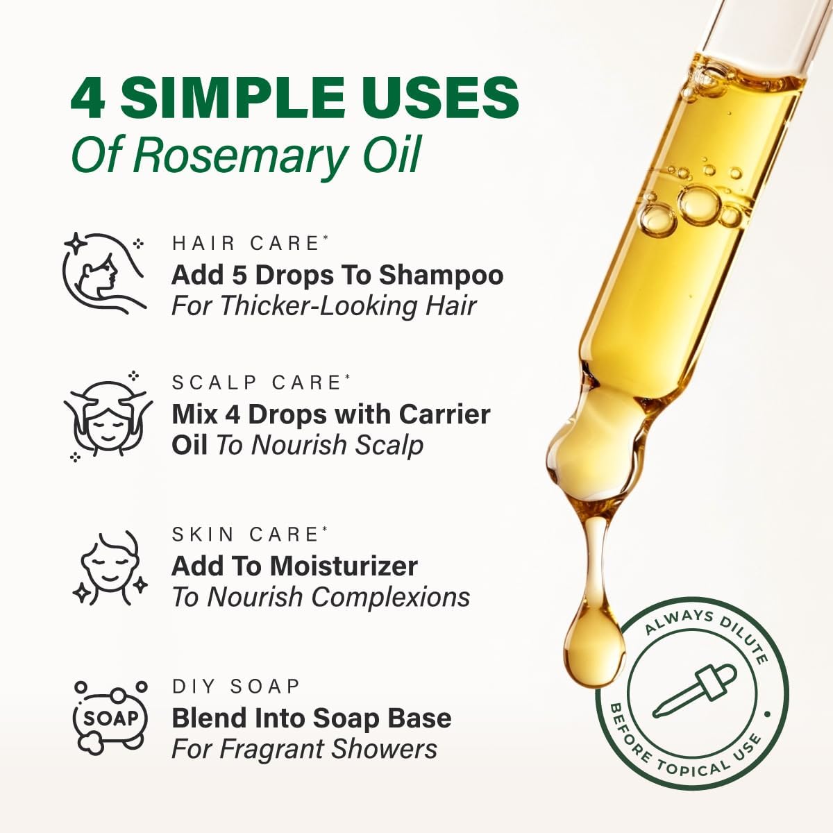 Kukka Rosemary Oil for Hair, Skin, Aromatherapy - 4 Fl Oz / 118 ml, DIY Soap Making Scents