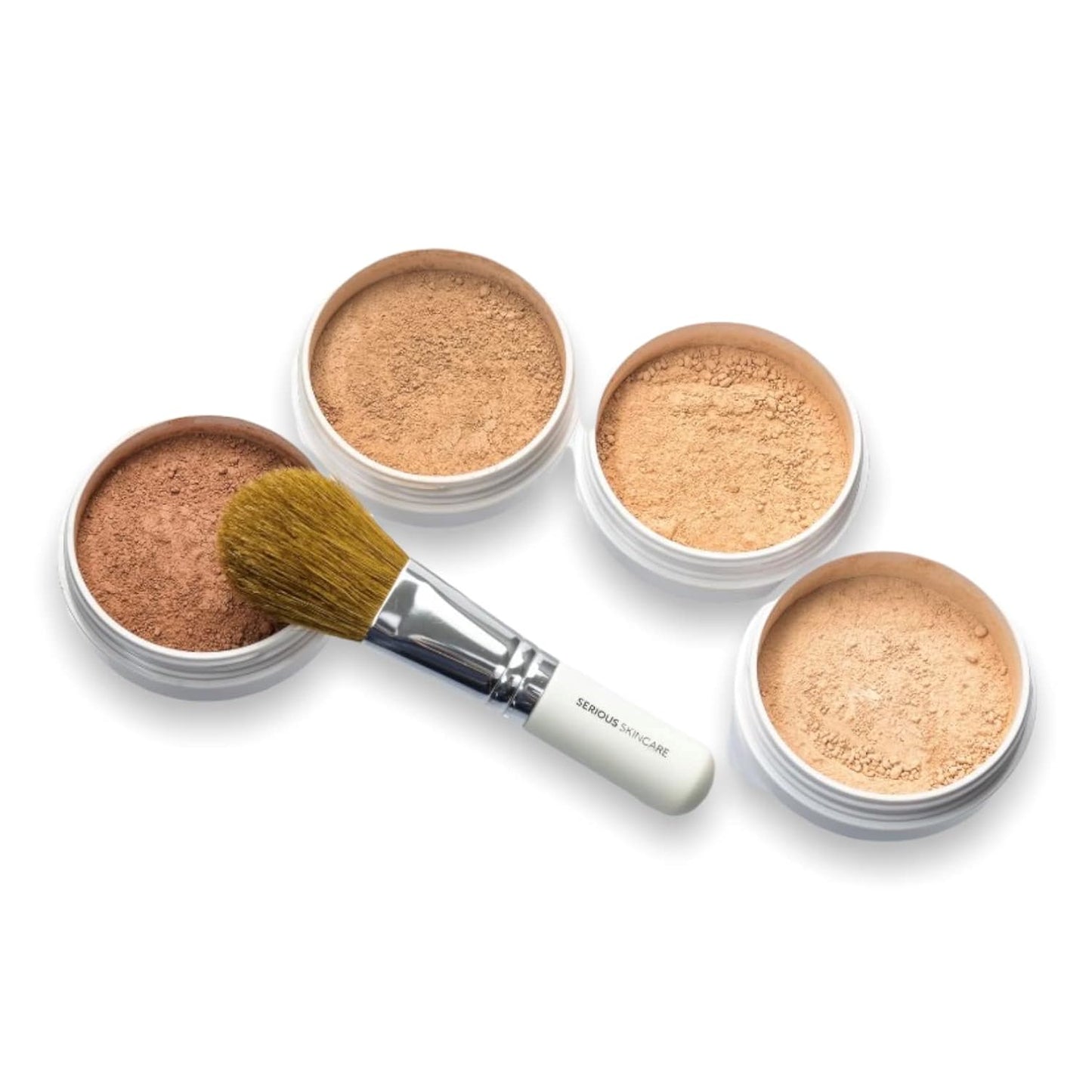 Serious Skincare BELLA ROSE PRO-MINERALS Loose Mineral Powder Makeup Foundation SPF 15 with Application Brush - Lightweight - Buildable Coverage - Luminous Matte Finish - Talc Free - 0.50 oz  - Medium