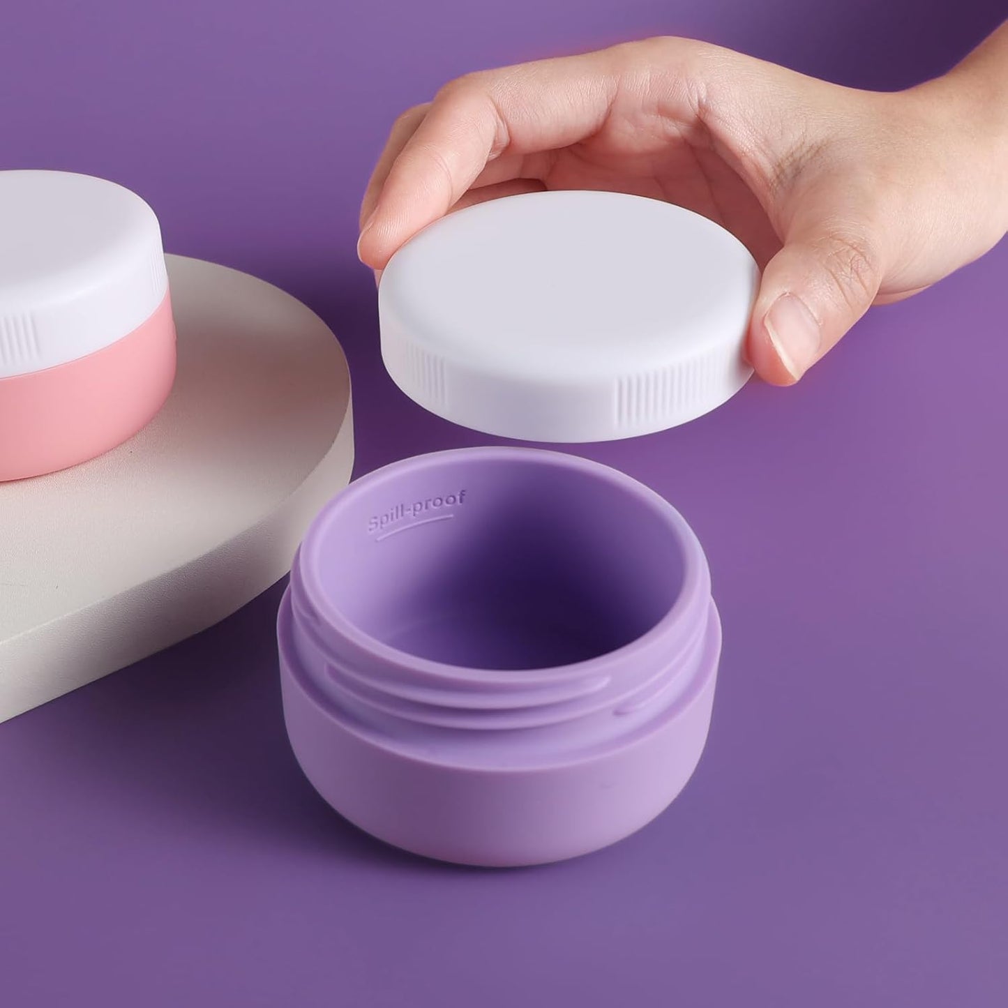 Travel Containers for Toiletries, Silicone Cream Jars BPA-Free, Leak-proof 1.35oz Travel Size Containers, Portable Size Silicone Jars with Lid for Cosmetic Face Hand Body Cream (4 Pack)