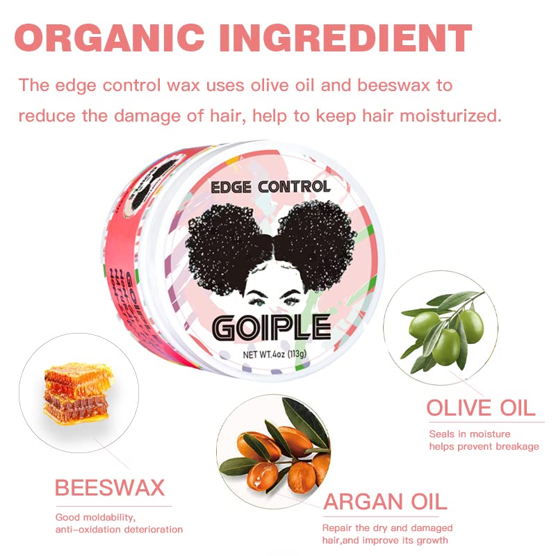 Edge Control Wax for Women Strong Hold Non-greasy Edge Control Smoother Edge Wax, Edge Wax Styling Gel Edge Control for Black Hair No Flaking, White Residue, Shine and Smooth 4oz (Sweet Peach)