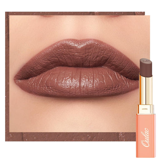 Oulac Color Rich Satin Lipstick - Greyish Brown Full Coverage Lip Color, Creamy Silky-Smooth, Moisturizing, Satin Matte Finish, Infused With Shea Butter, Vegan & Clean Beauty, 4g, SG12 Boundless