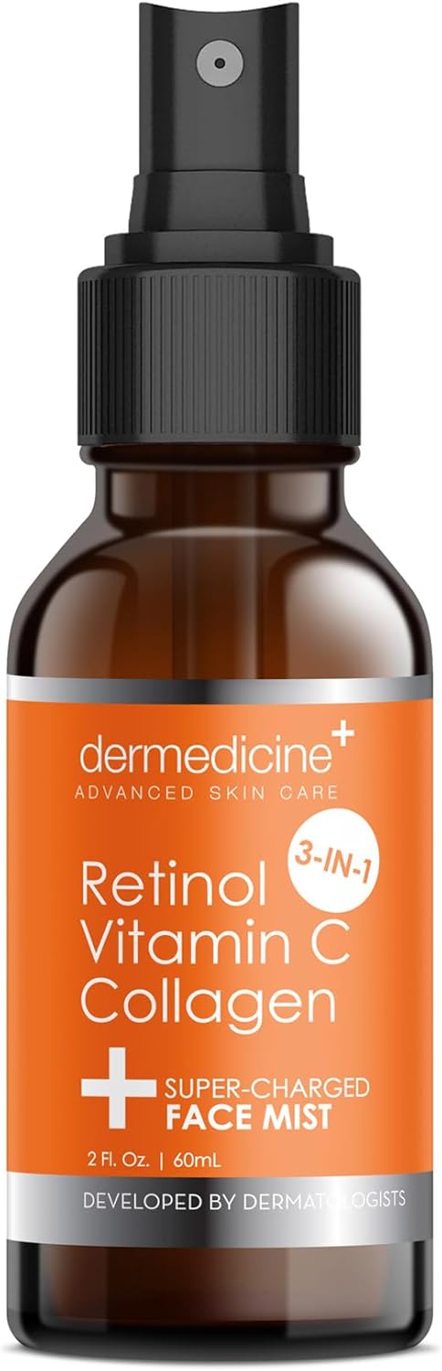 3 in 1 Super-Charged Anti-Aging Face Mist w/Retinol, Vitamin C + Collagen | Hydrates, Refreshes & Brightens for a More Glowing Complexion | 2 fl oz, 60 ml