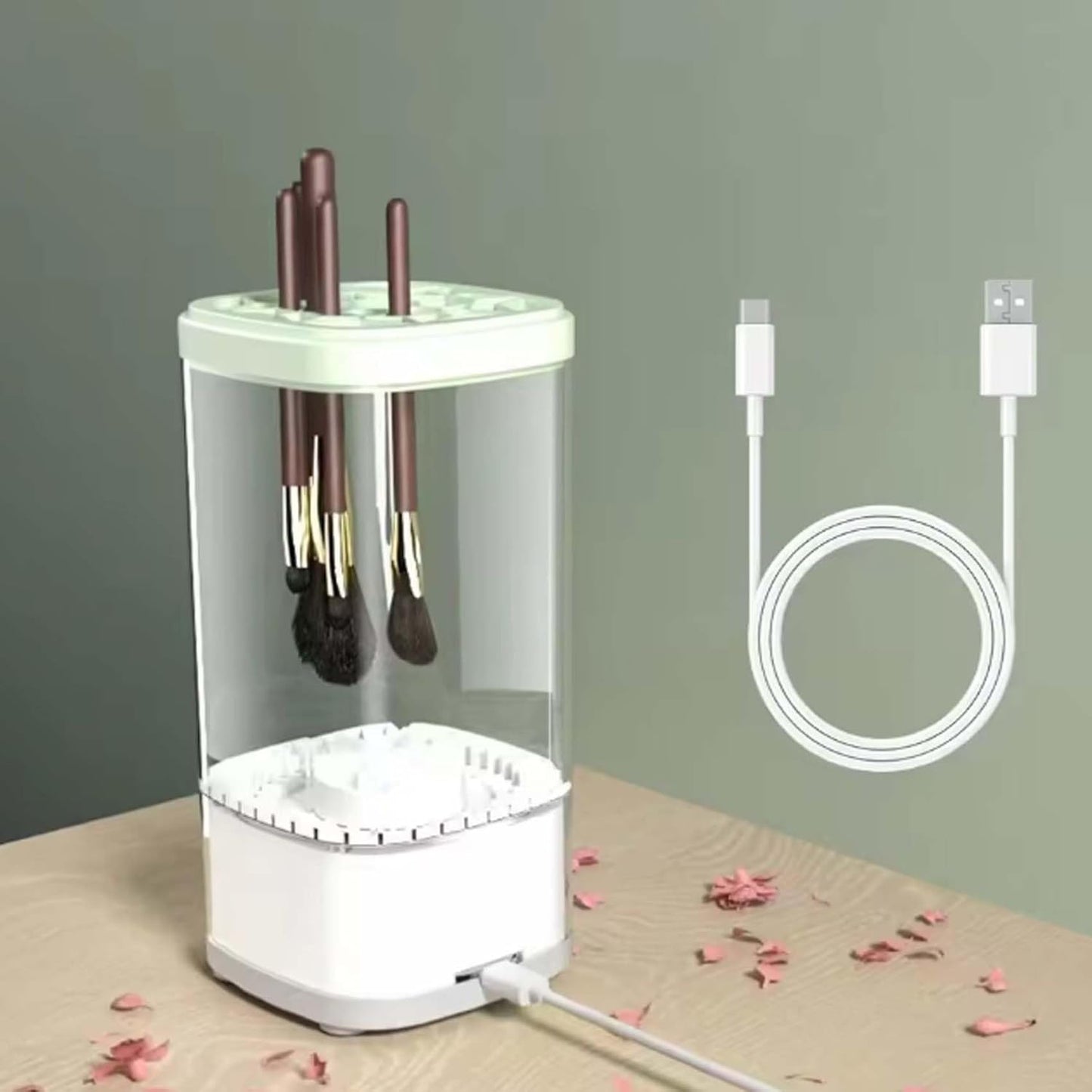 Wavearnn Electric Makeup Brush Cleaner,2025 upgrade 2-in-1 Electric Makeup Brush Automatic Cleaner,Efficient Deep Cleaning All Types Of Brushes,For All Types Of Brushes Set (charge,White)