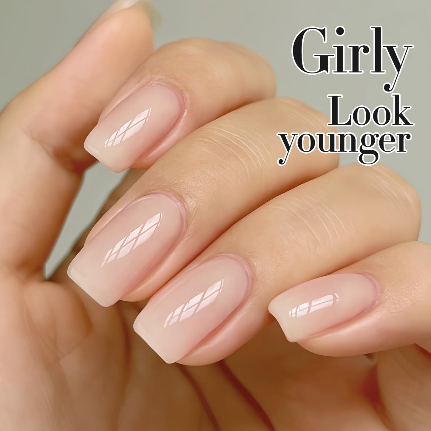 Double Rhythm 0.50 OZ Translucent Gel Polish Same Color Same Bottle Sheer Pastel Neutral Natural Milky 15 ML Jelly UV Nail Art DIY at Home (Beige Nude-A1511)