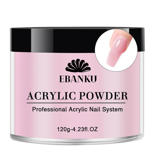EBANKU Acrylic Powder Pink 120g/4.23oz Acrylic Nail Powder, Long Lasting 3D Fingernail Carving & Nail Extensions, Professional Acrylic Powder for Manicure, No Nail Lamp Needed