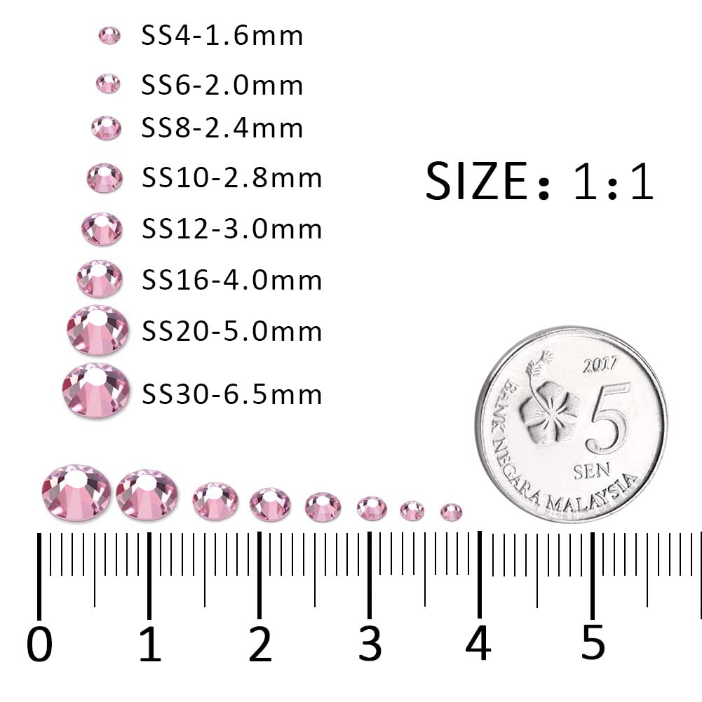 1440Pcs Light Pink Crystal Rhinestones,Glass Flatback Rhinestones Gemstones for Nail Face Makeup Art Crafts Clothes Decoration - (SS20,4.8mm,Light Pink)