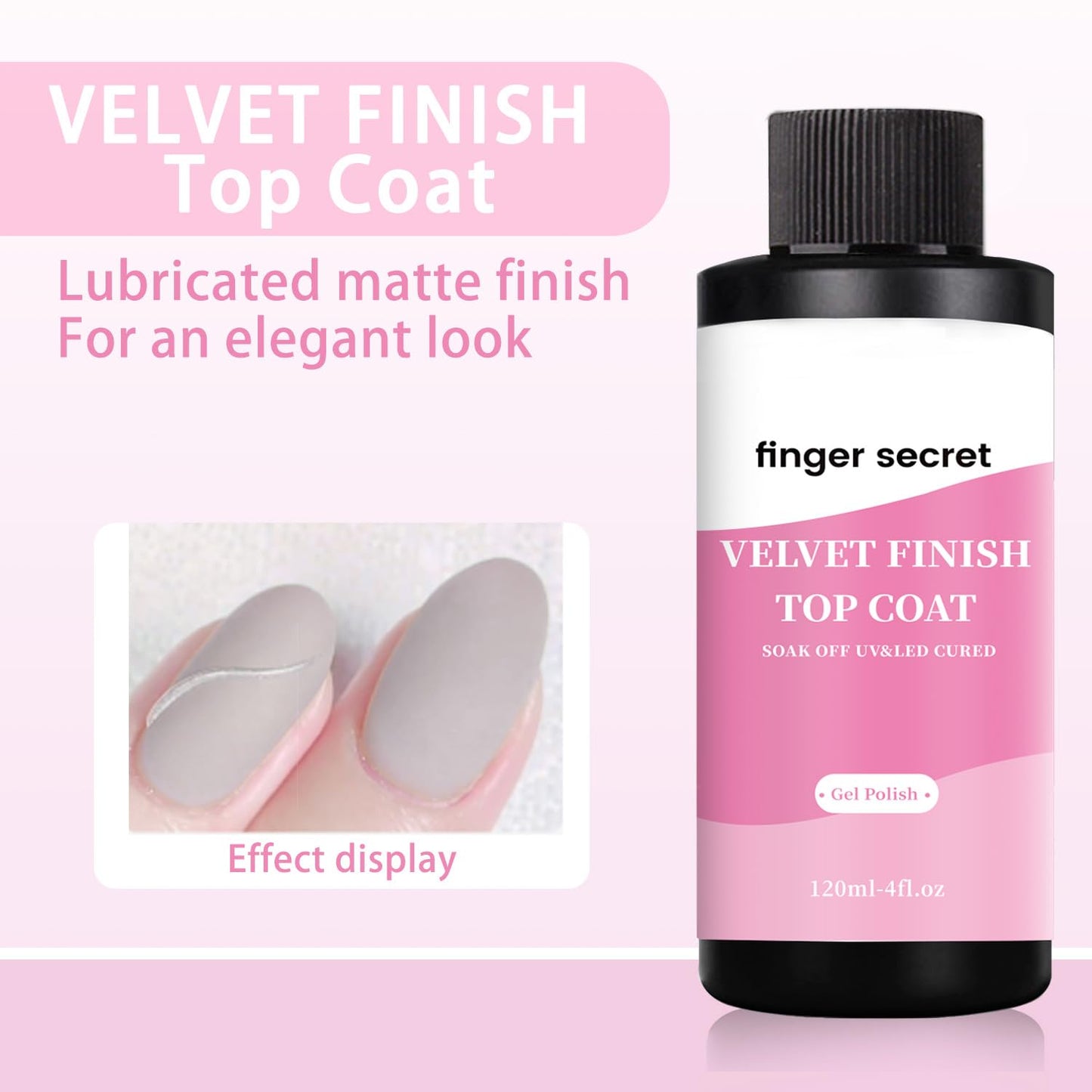 Velvet Finish Top Coat, 120ml/4fl.ozt, Gel Polish Nail Polish for Nail Art Manicure DIY