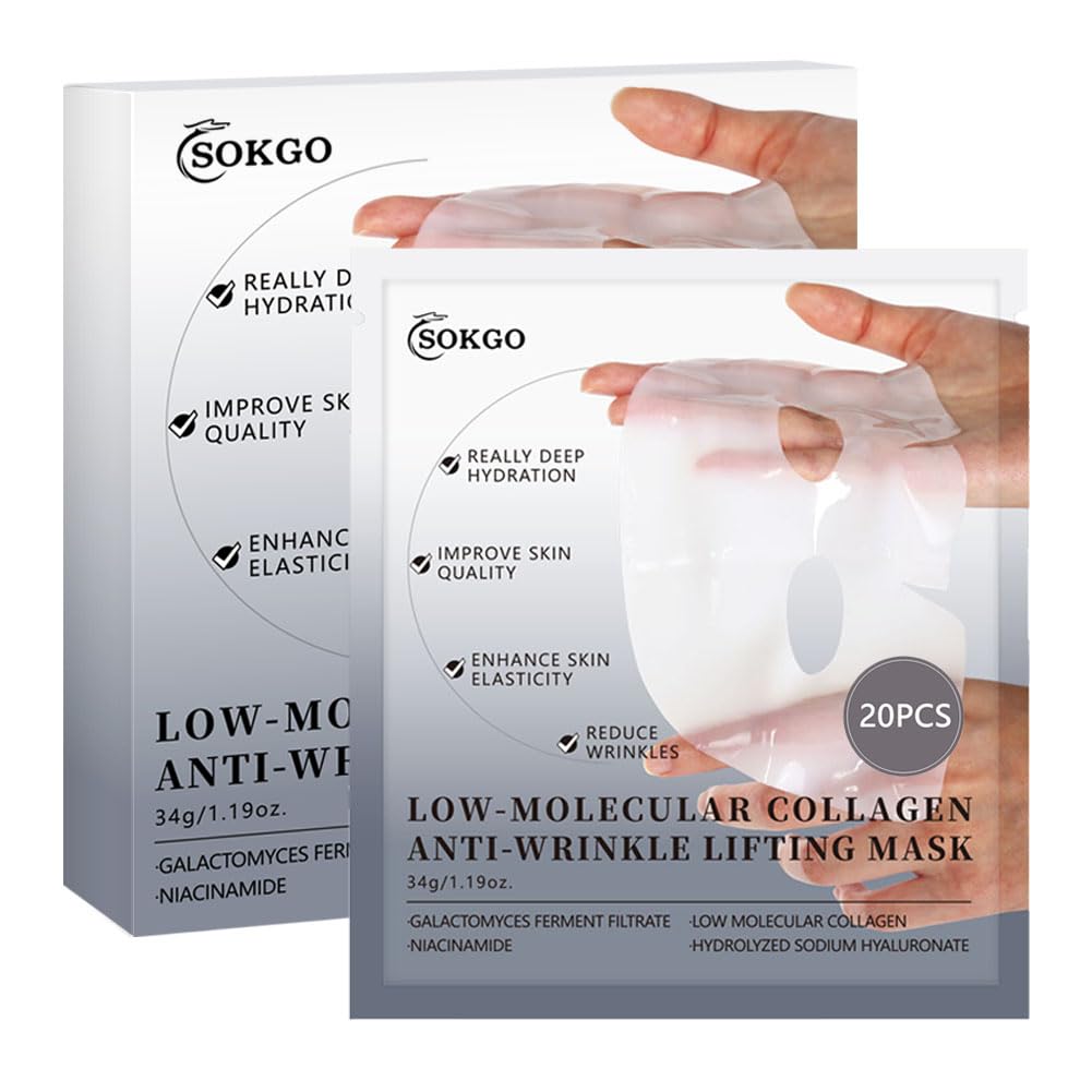 Low Molecular Weight Collagen Overnight Hydrogel Mask, Enhances Skin Elasticity, Reduces Pores, Transforms from White to Transparent Upon Absorption Skin Care Treatment，