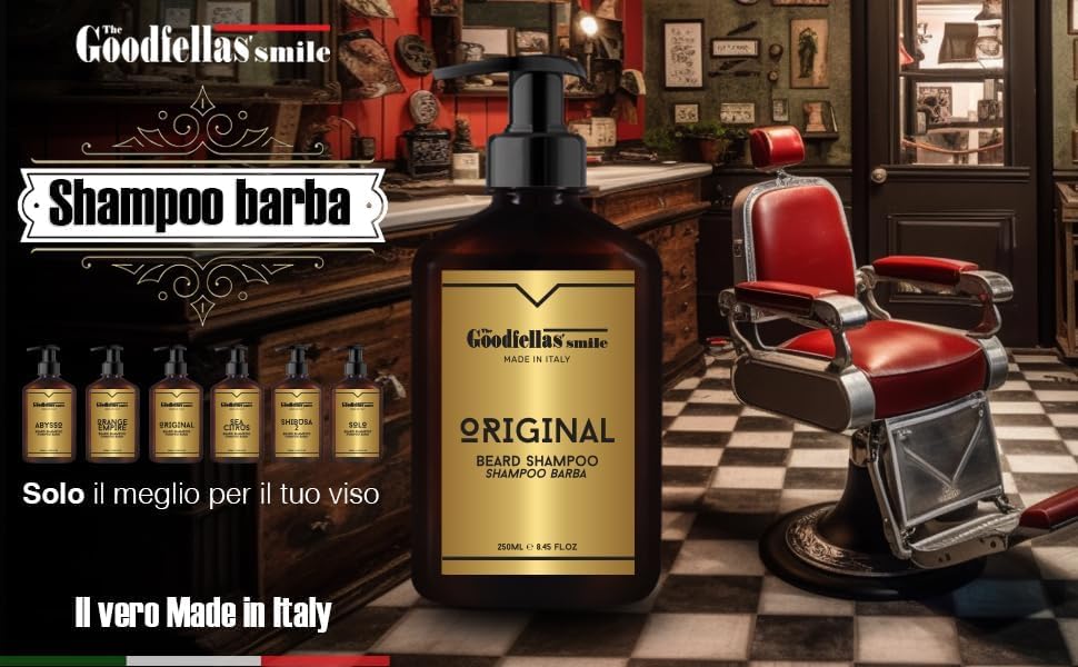 The Goodfellas' smile. Nourishing Beard Shampoo, 250ml/8.5 oz, Made in Italy, Sea Citrus