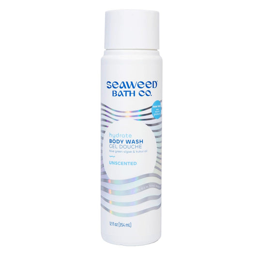 Seaweed Bath Co. Hydrate Body Wash - Unscented - Foaming Shower Gel Cleanser with Natural Ingredients - Fragrance Free and Gentle - Good For Sensitive Skin - 12 oz