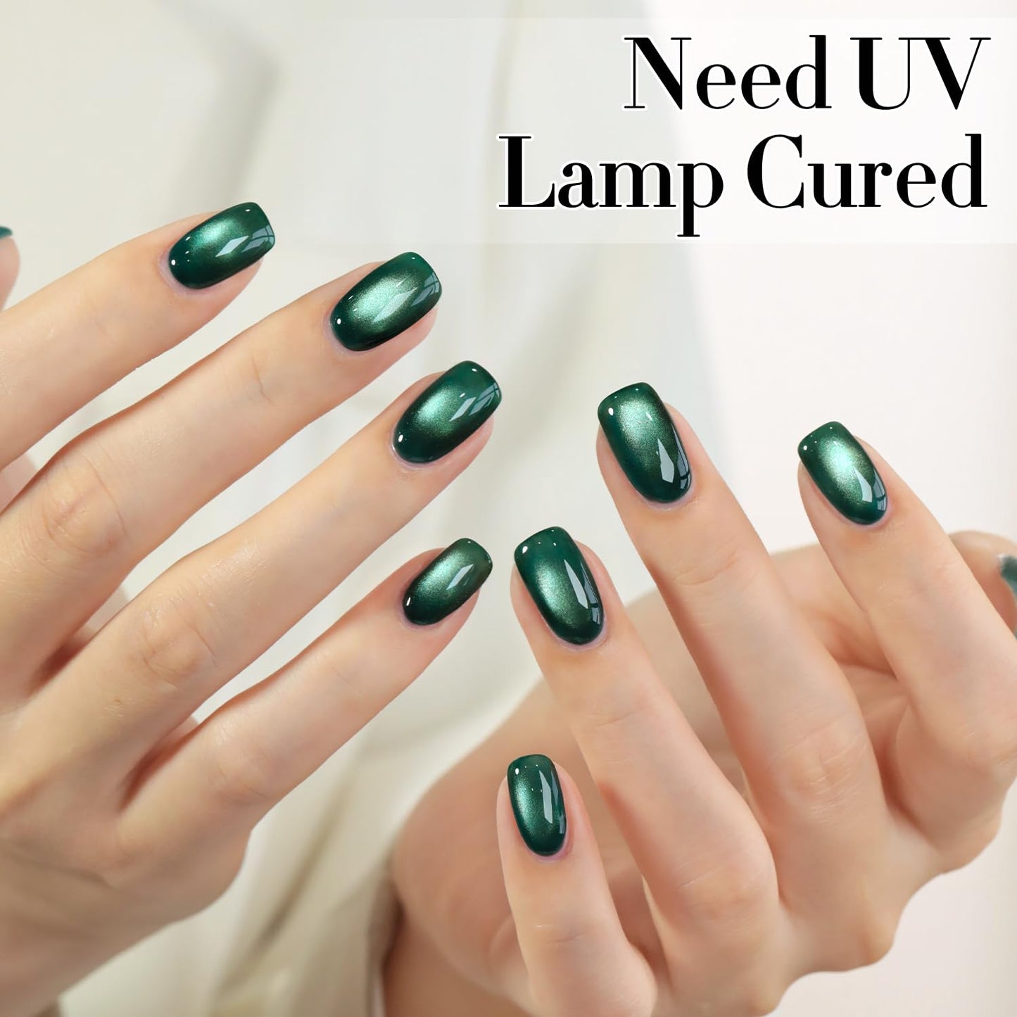 Double Rhythm 0.5 OZ Cat Eye Gel Polish with Magnet 15ML Holographic Glitter Shimmer Translucent Jelly Color Magnetic Nail Polish Salon DIY at Home (Winter Green-MC1275)