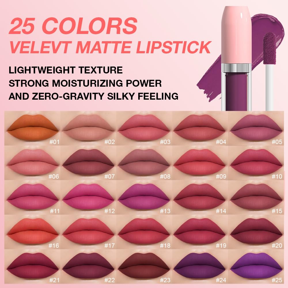 BINGBRUSH Super Matte Longwear No-Budge Stay On Smudge Proof Liquid Lipstick Long Lasting Makeup for Women,Highly Pigmented Color and Instant Shine, Cheeky