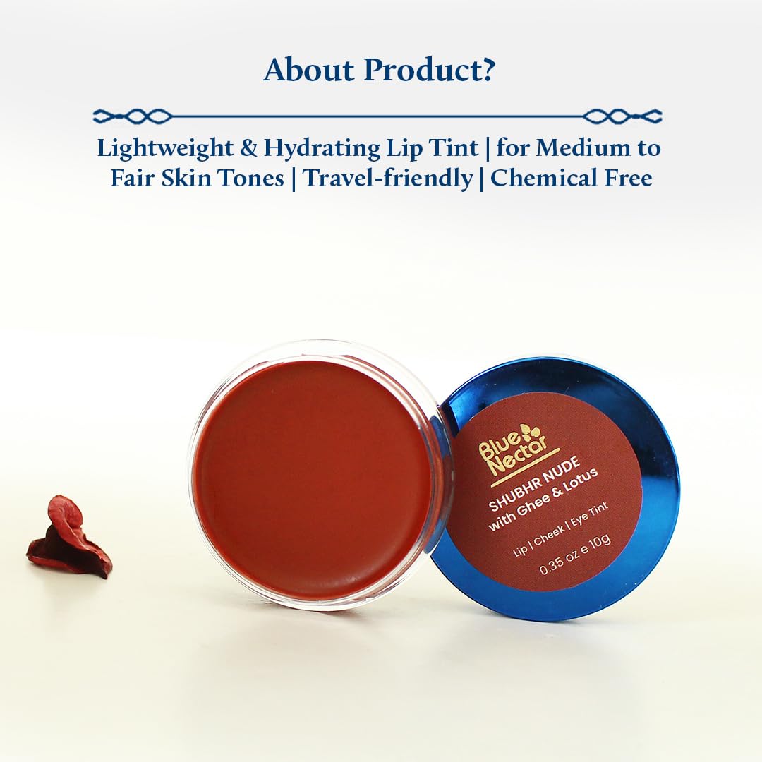 Blue Nectar Lip Tint Stain for Sheer Nude Tinted Lips | Hydrating Lip Tint, Color Infused, with Shea Butter for Natural Looking Finish (035Oz)