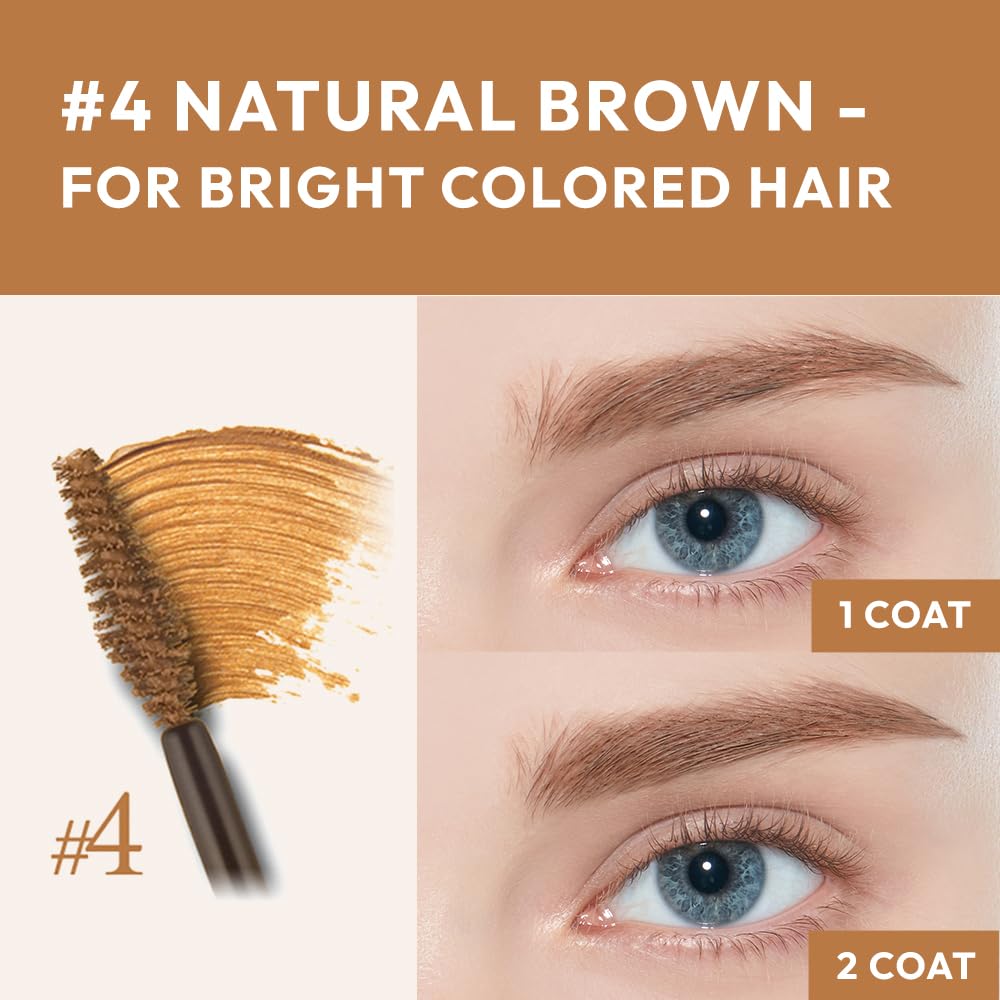 ETUDE Color My Brows Big Size, Brow Mascara, 3D Natural Coloring, Beeswax & Carnauba Wax, Moisturizing Brow Care, Eyebrow tint, Soft Gel Texture, Korean Makeup, Beauty, Natural Brown (0.304 Fl Oz)
