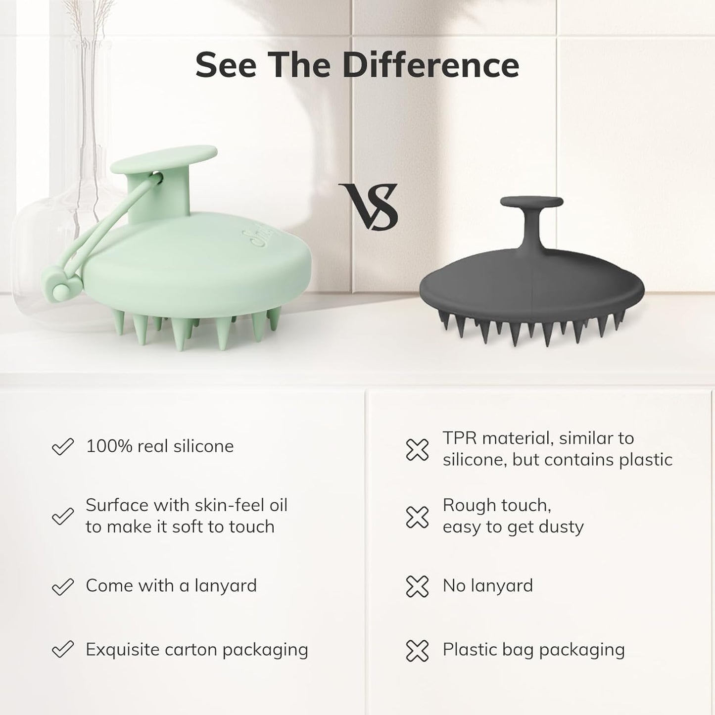 Sndyi Silicone Shampoo Brush with Soft Bristles - Scalp Massager, Exfoliator for Dandruff Removal, Wet/Dry Brush for Hair Growth, Scalp Care, and Hair Scrubbing