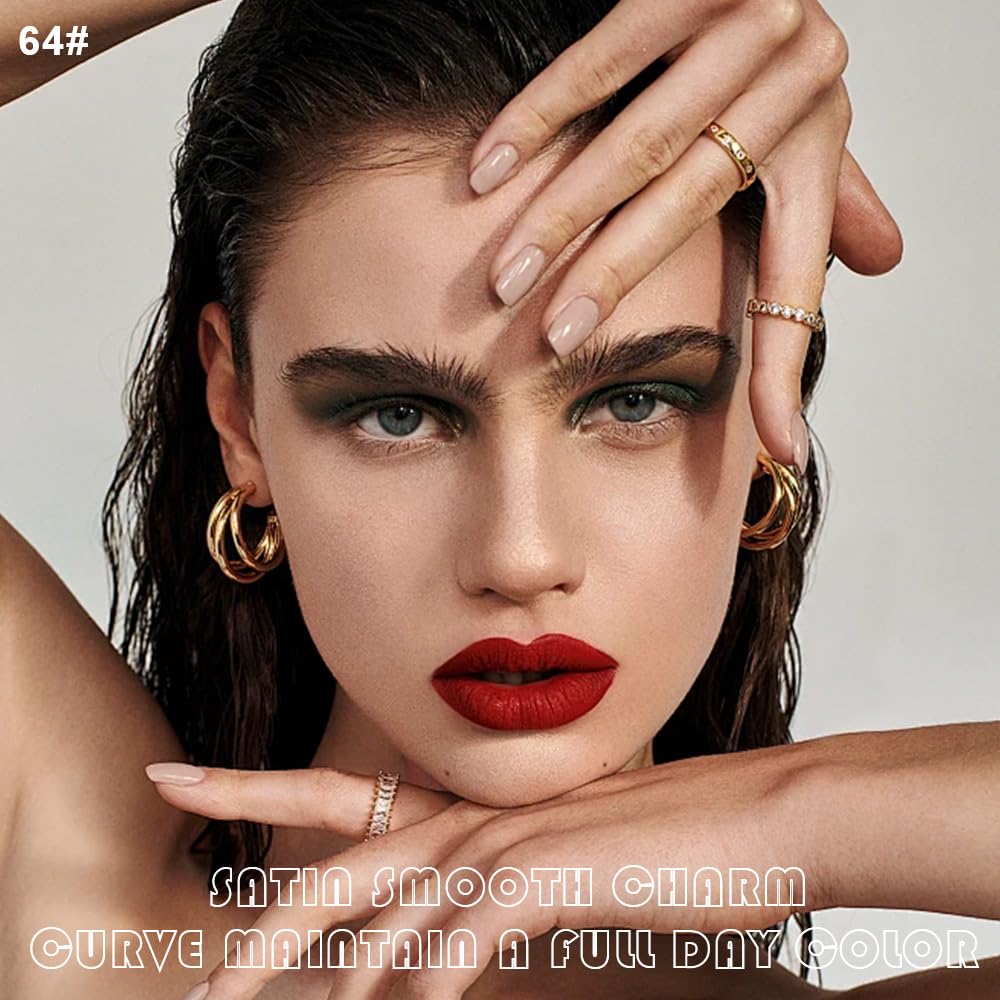 evpct 2Pcs Vivid Red Matte Lip Liner and Lipstick Combo Set for Women, Red Lip Combo Set Liquid Lips Stick Gloss and Lipliner Stain Set Long Lasting Waterproof, Lips Makeup 24 Hours labiales originale