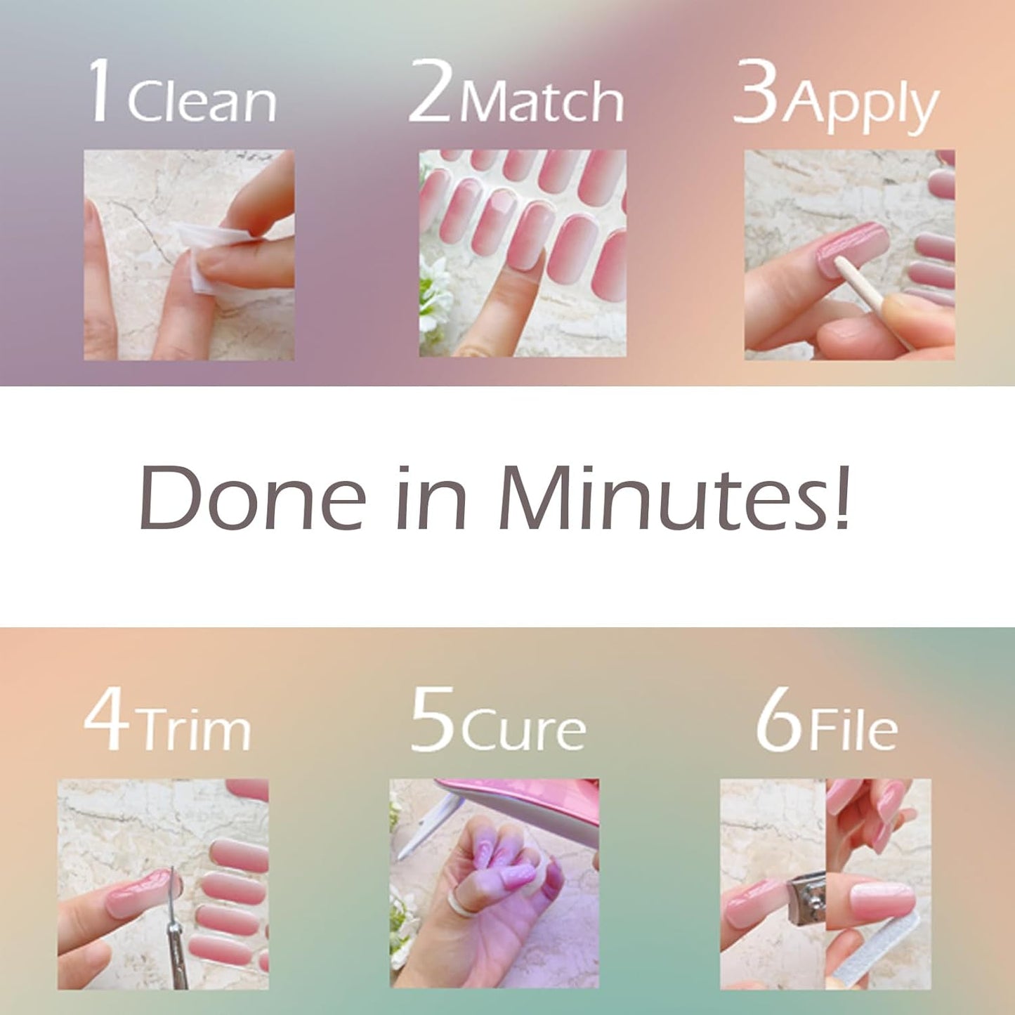 Semi Cured Gel Nail Strips, 20 pcs Nail Wraps, Glaze Stickers, Salon Quality French Manicure, Full Decal Gel Polish Strips, Long Lasting SCG, Easy on, UV Required (Plum Paloma)