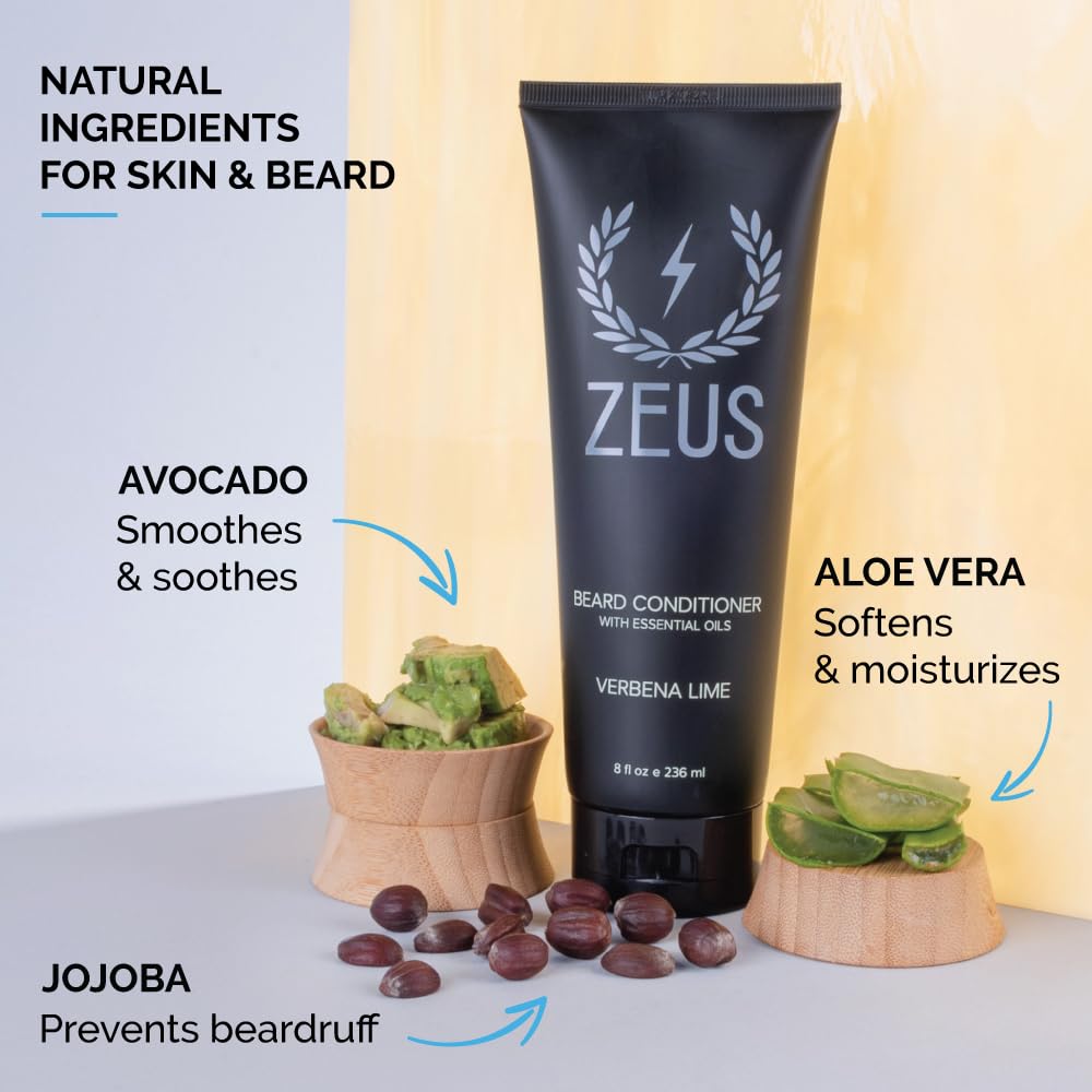 ZEUS Beard Conditioner Wash, Green Tea & Natural Ingredients to Cleanse & Soften Beard – MADE IN USA (Vanilla Rum) 8 oz.