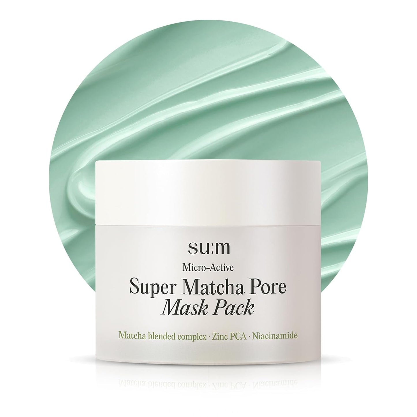 SU:M Micro-Active Super Matcha Pore Mask Pack (3.38fl oz) - Pore refining, oil control, exfoliating mask. with Matcha Blended Complex, Zinc PCA, and Fermented Vitamin B3 for smoother, clearer skin