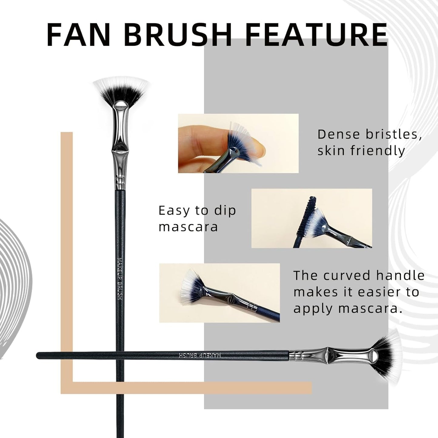 Fan Mascara Brushes, 3Pcs Eyelash Brush, Eyebrow Brush Lash Wand for Lashes, Facial Fan Brush for Eyelash Clumping. (Fan brush)