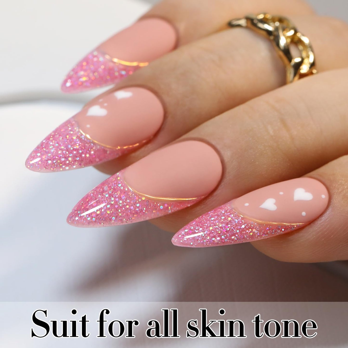 Double Rhythm Gel Polish 15ML Glitter Shimmer Reflective Holographic Color Magnetic for Nail Art Salon DIY at Home (Rose Pink-B1143)