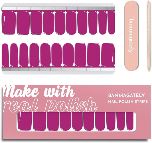Nail Polish Strips, 20Pcs Salon Quality Gel Nail Stickers, Easy Long Lasting Wraps for Short Nails no UV Light Needed (Violet)