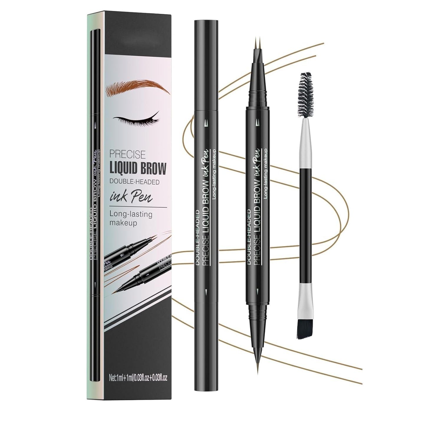 Microblading Eyebrow Pencil,2-in-1 Dual-Ended Eyebrow Pen with 2 Tip brow pen and Precise Brush-Tip,Brow Pen for Natural Women Waterproof and Long-Lasting Brows (Black)