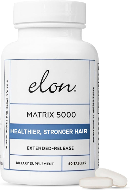 Elon Matrix 5000 - Biotin 5000mcg Vitamins for Hair Growth w/Extended Release - Promotes Healthy & Strong Hair & Nails - (60 Day Supply)