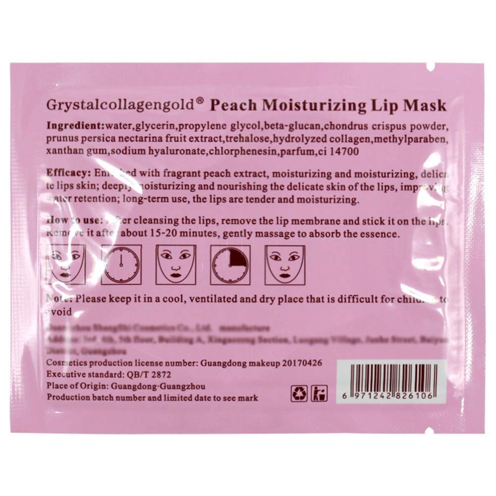 Adofect 30 Pieces Peach Moisturizing Collagen Lip Masks Crystal Lip Care Gel Pads Patches, Mouth & Lips Age Defying Masques - Great for Anti-Chapped, Anti-Wrinkle, Plump Your Lips, Rose Red