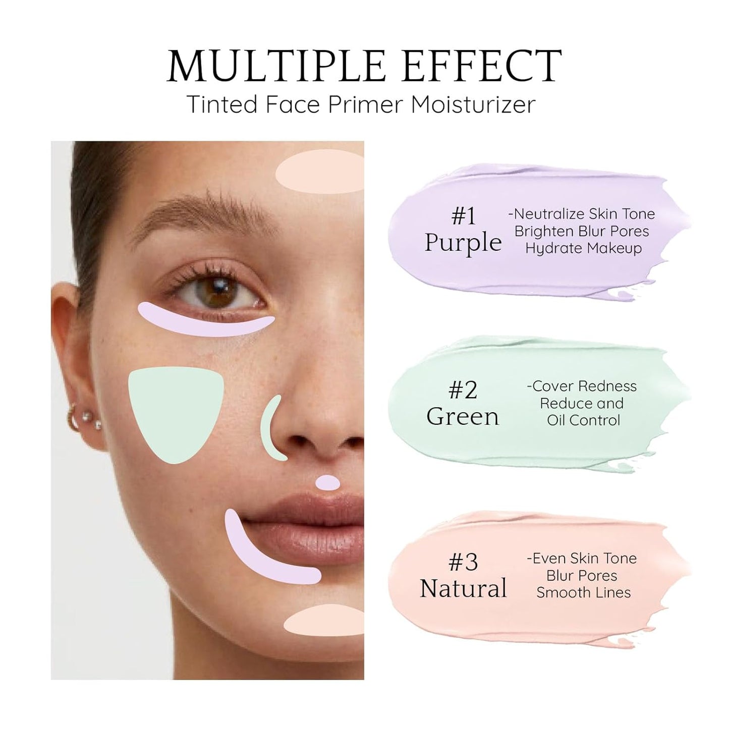 Purple Color Correcting Makeup Primer, Tinted Face Primer Moisturizer Neutralize Skin Tone Brighten Blur Pores Hydrate Makeup Pore Primer Base Tone Correct- Dream Purple 30ML
