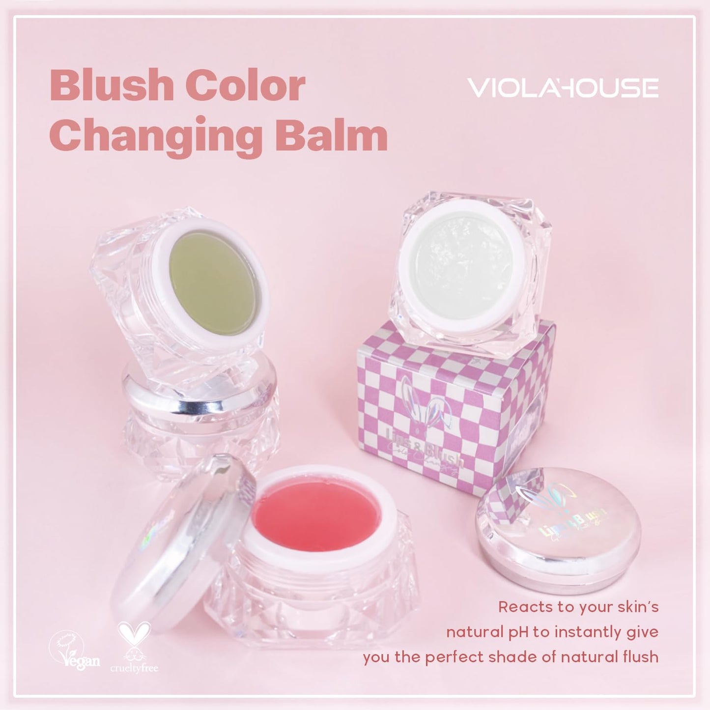 VIOLA HOUSE Color Changing Blusher for Cheeks, Moisturizing Blush Rouge Soft Cream, Lips Balm Multi Use Cream for Cheeks & Lips Glossy (Transparent Red, 55.00 g (Pack of 1))