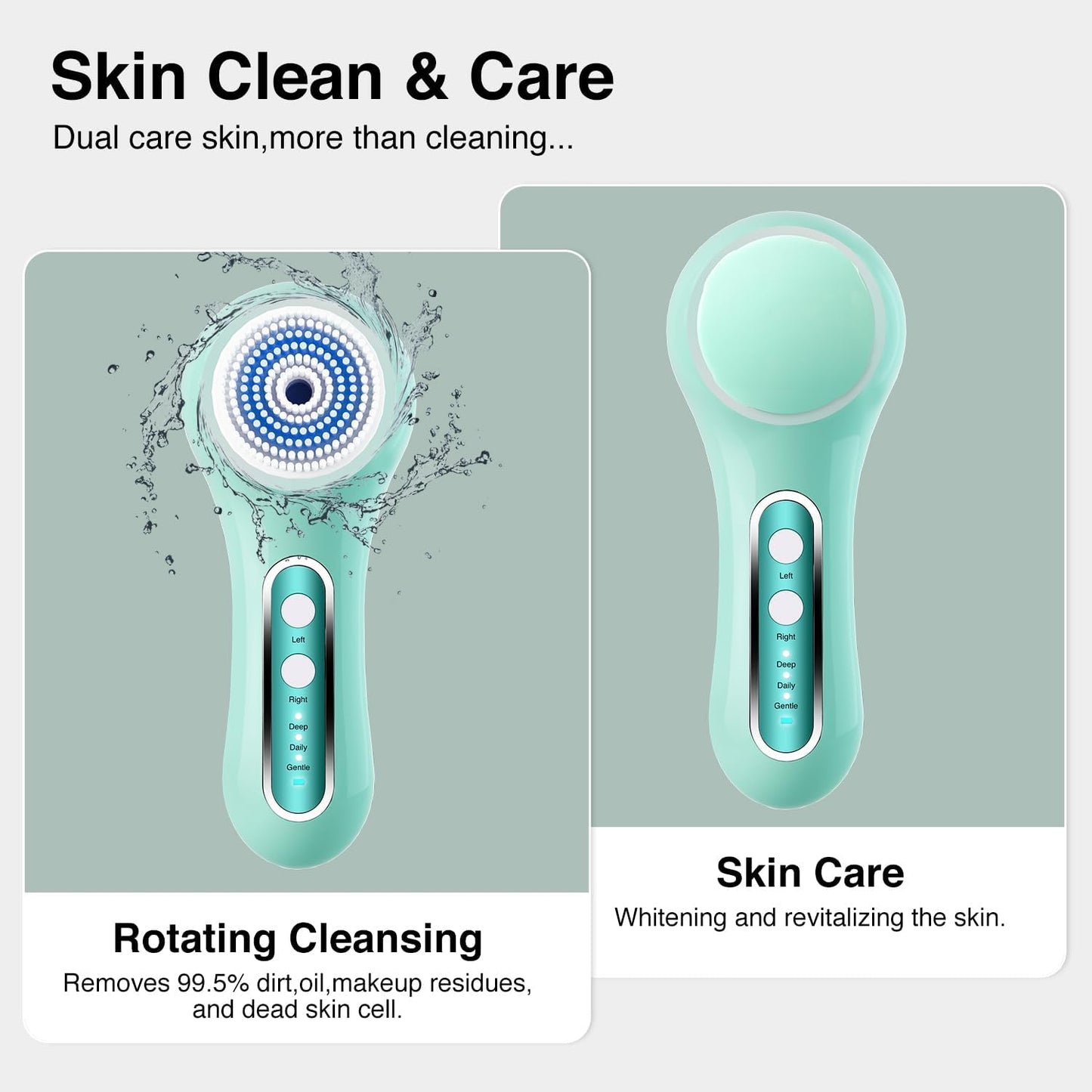 Face Scrubber Exfoliator,Facial Cleansing Brush Rechargeable IPX7 Waterproof with 5 Brush Heads,Electric Face Spin Brush for Exfoliating, Massaging and Deep Cleansing