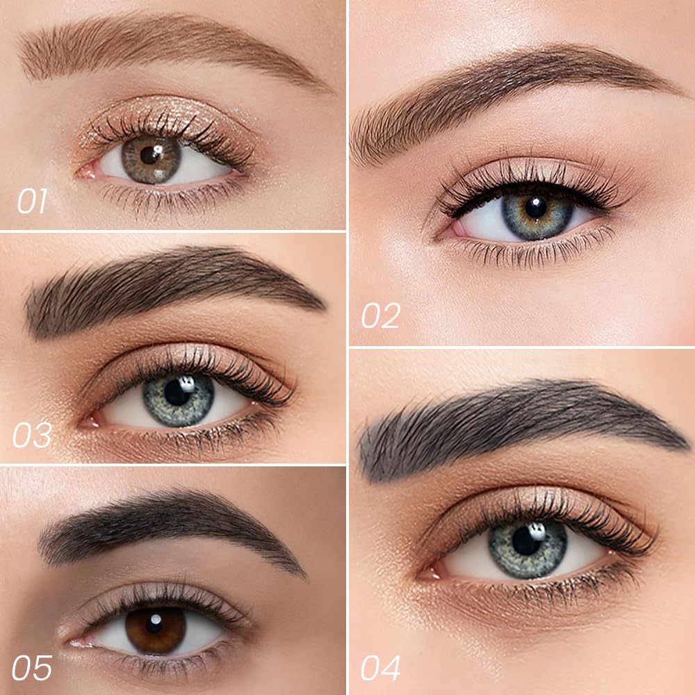 Kaely 2Pcs Eyebrow Pencils for Women, 4 Tip Magical Precise Waterproof Brow Pen, Microblading Eyebrow Contouring Pen, lapiz de cejas 3d Eye Brow Gel, 24h Smudge Proof, 02 Dark Brown