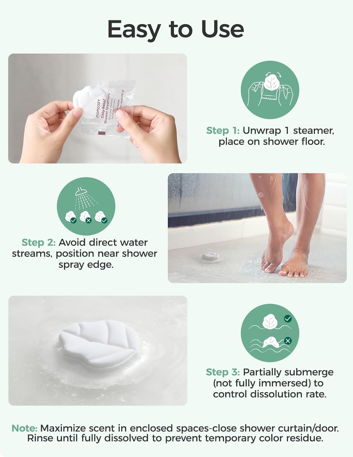 Momcozy 14 Pack Shower Steamers Spa Gifts - Eucalyptus Leaf Shape, with Natural Peppermint & Eucalyptus Essential Oil for Relaxation, Long-Lasting, Thoughtful Birthday and Holiday Gifts for Her/Him