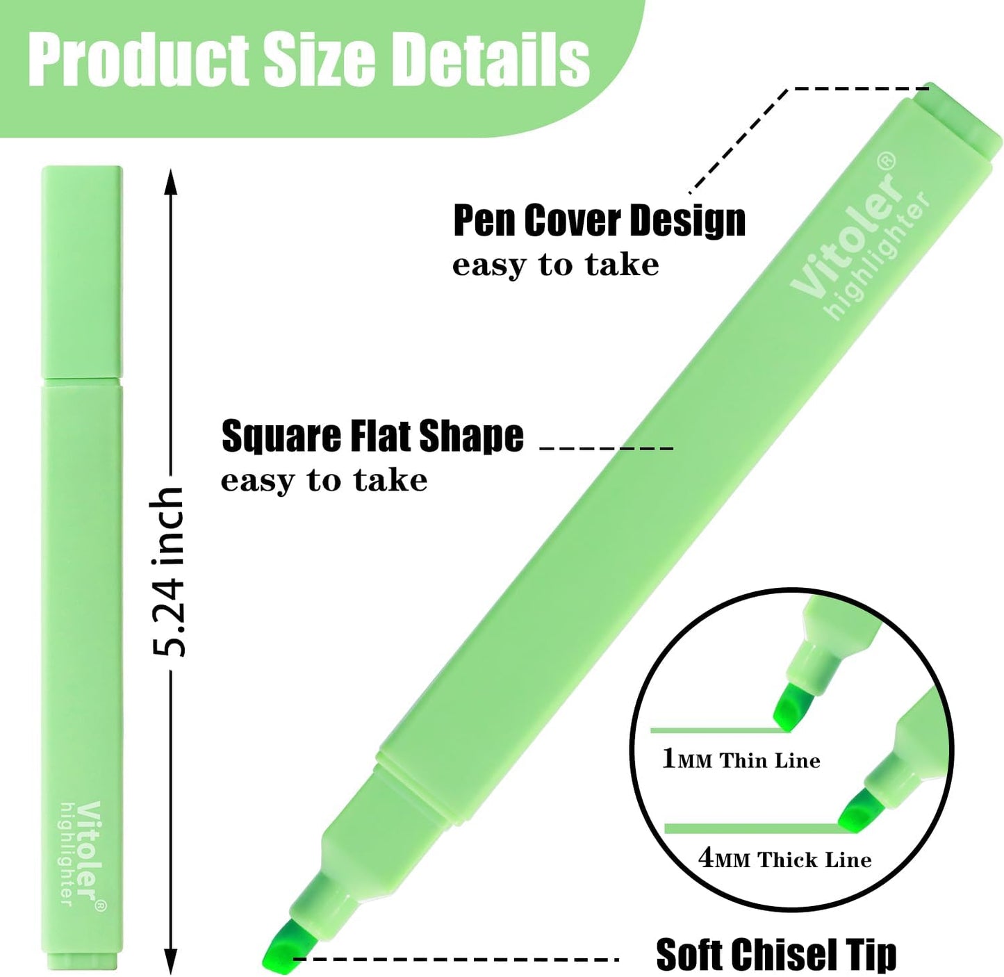 Vitoler Highlighters,8Pcs Highlighters Pastel,Quick Dry,Chisel Tip,Aesthetic Bible Highlighter No Bleed, Teacher Supplies School Accessories