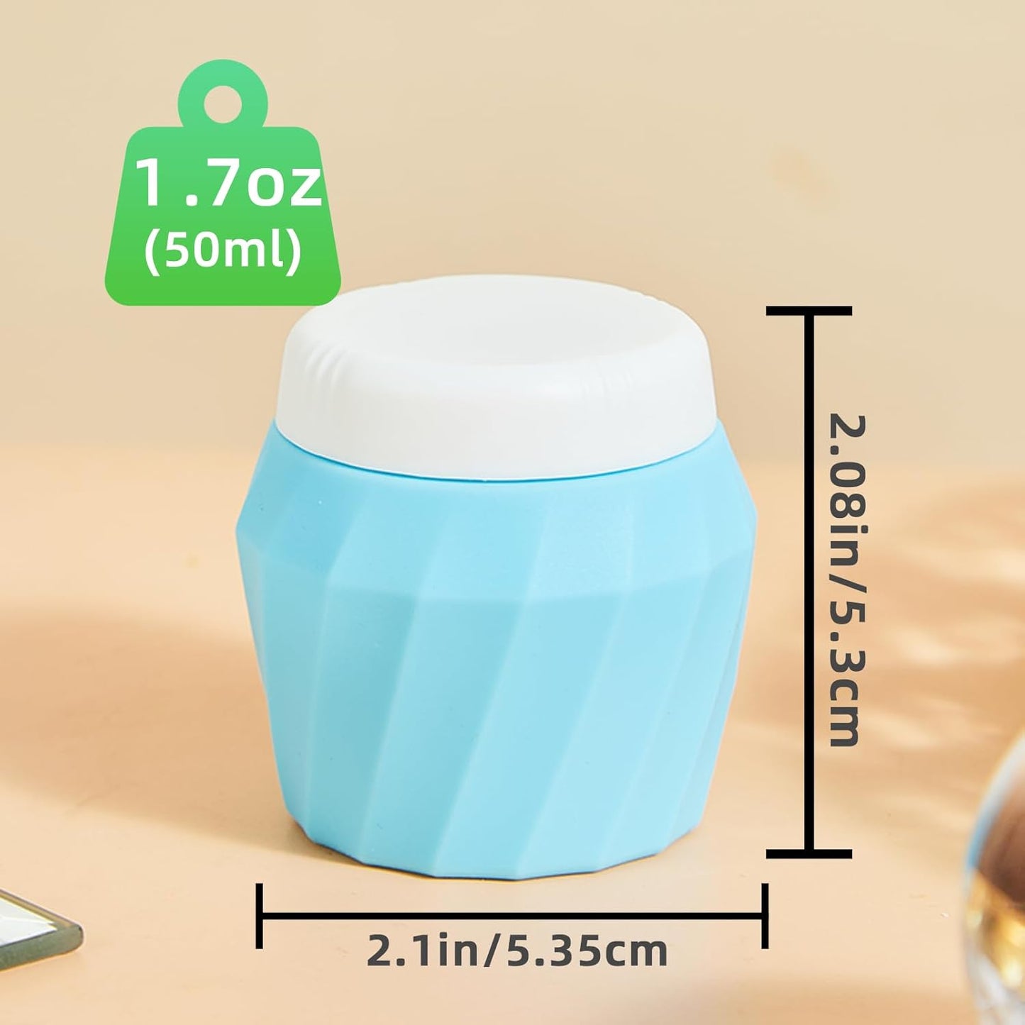 Travel Containers for Toiletries, Premium Silicone Cosmetic Cream Jars, TSA Approved Leak-Proof Refillable Travel Size Toiletries with Clear Bag for Cosmetic Face Body Cream (Vibrant, 1.7OZ)