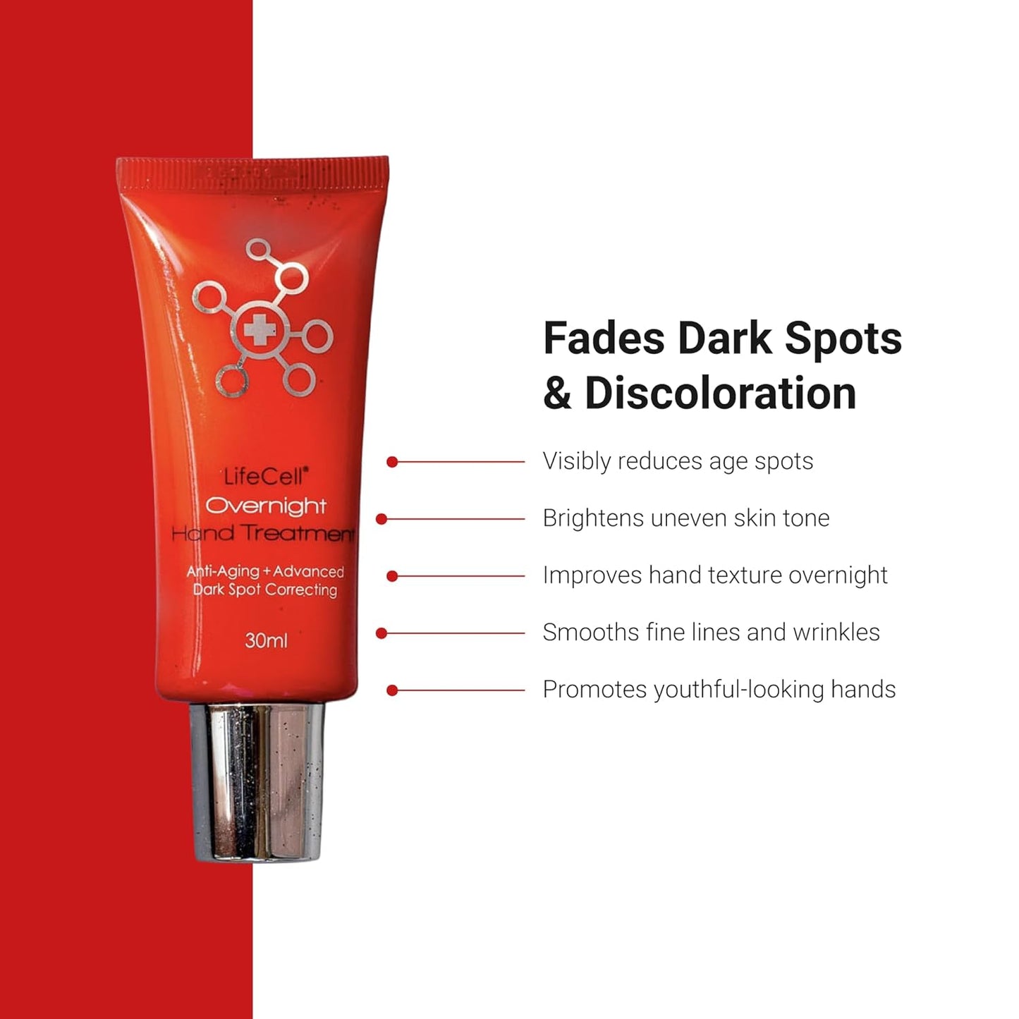 LifeCell Retinol + Vitamin C Overnight Hand Treatment – Anti-Aging Hand Cream for Dark Spots, Dryness & Fine Lines – Moisturizing Night Formula with Argan Oil – Unscented, Non-Greasy – 1oz