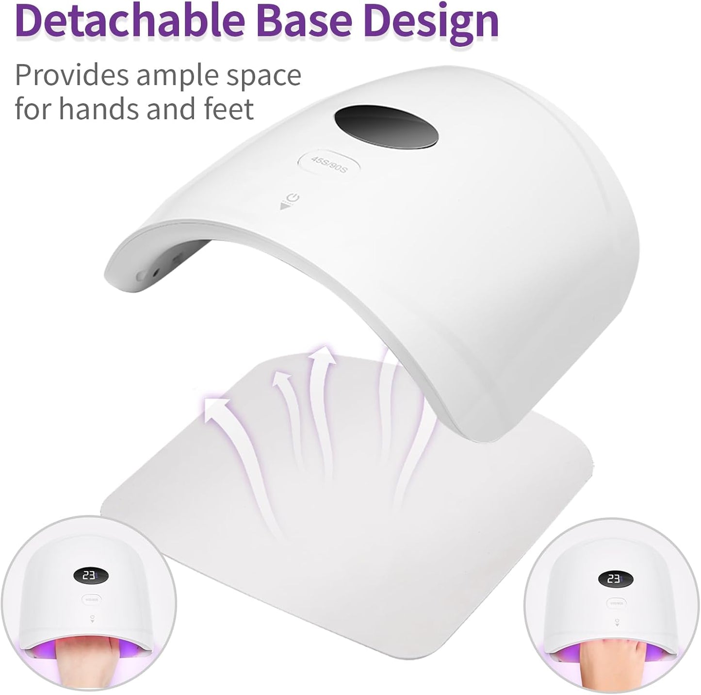 LASONAS Cordless UV LED Nail Lamp 48W Professional Rechargeable Nail Lamp 48W UV Light for Gel Nails, 24 LED Gel Curing Light, Smart Sensor, 2 Timers, LCD Display, Removable Base for Salon & Home