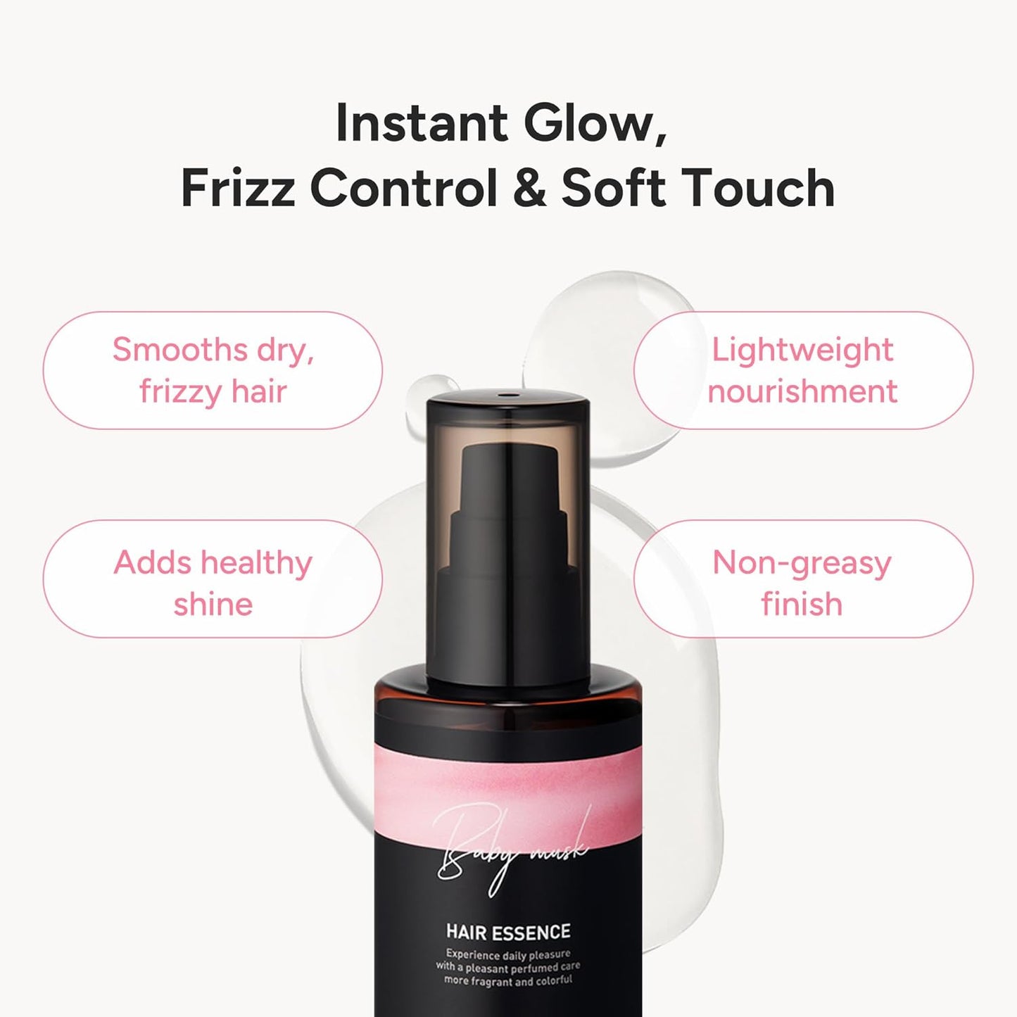 Perfumed Hair Oil & Serum – Korean Hair Essence Oil for Frizzy Hair, Shine & Damage Repair – Argan Oils & Amino Acids – Sulfate & Paraben-Free – Baby Musk, 100ml / 3.38 fl oz