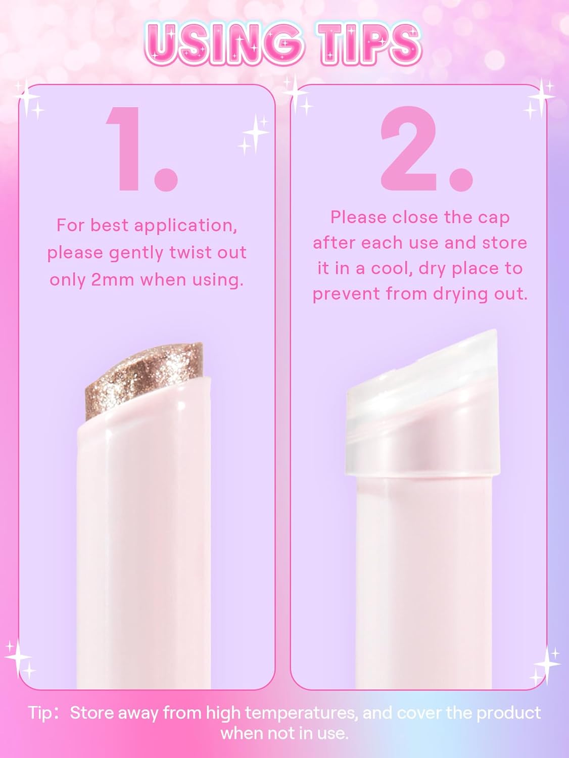 SHEGLAM Crystal Jelly Glaze Stick Eye Shadow Stick Eyeliner Brightener Pencil Crayon with Brush Easy to Blend Long Lasting Shimmer Eyeshadow-Rosy Gem