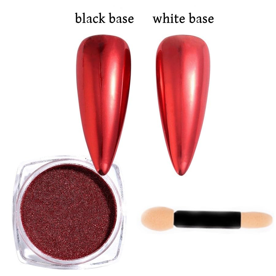 Green Red Chrome Nail Powder, Mirror Effect Metalic Powder Pigments for Nails,Red+Green Nail Art Glitter Glitter Dust Kit for Gel Polish(Red+Green)